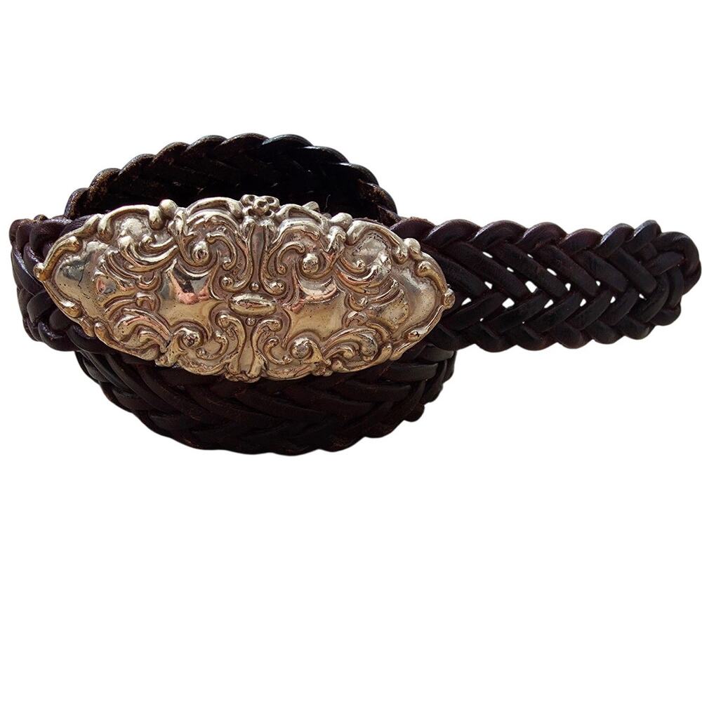 Vintage Taiwan R.O.C. Brown Braided Leather Belt sz Extra Large Retro Casual